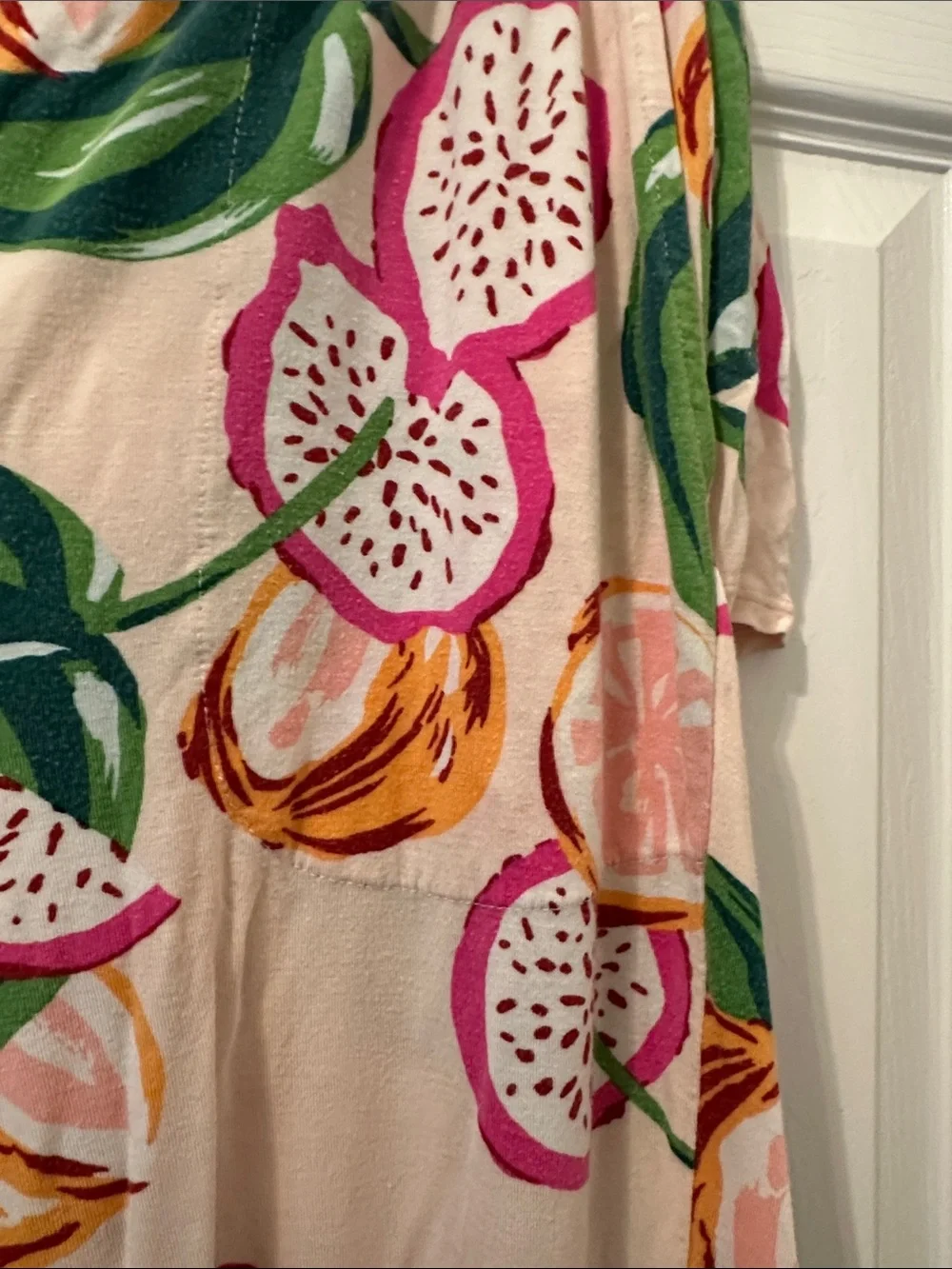 Soma Cream Pink Tropical Fruit Short Sleeve Pajama Set